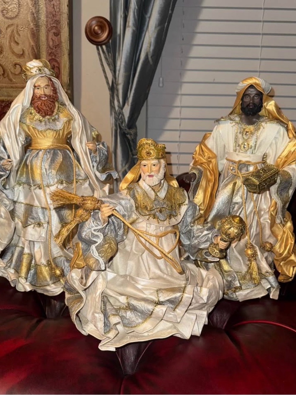 20” Elegant Three Wise Men Nativity Figures – Gold & Ivory Christmas Décor Set - Picture 6 of 6